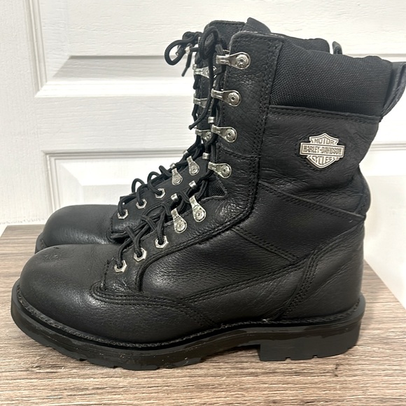 HARLEY DAVIDSON MENS MOTORCYCLE BOOTS IN BLACK SIZE 8.5 - Picture 1 of 8